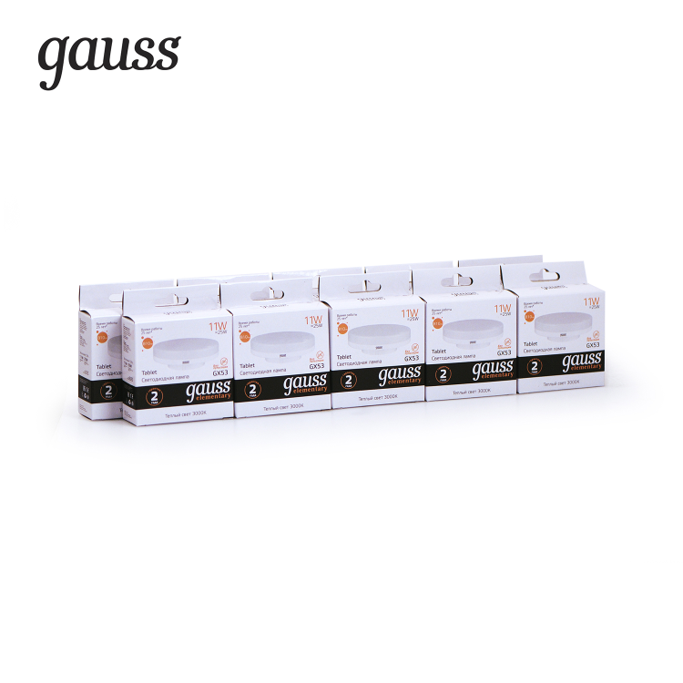 Лампа светодиод. (LED) Таблетка GX53 11Вт  810лм 3000К 230В матов. Gauss Elementary