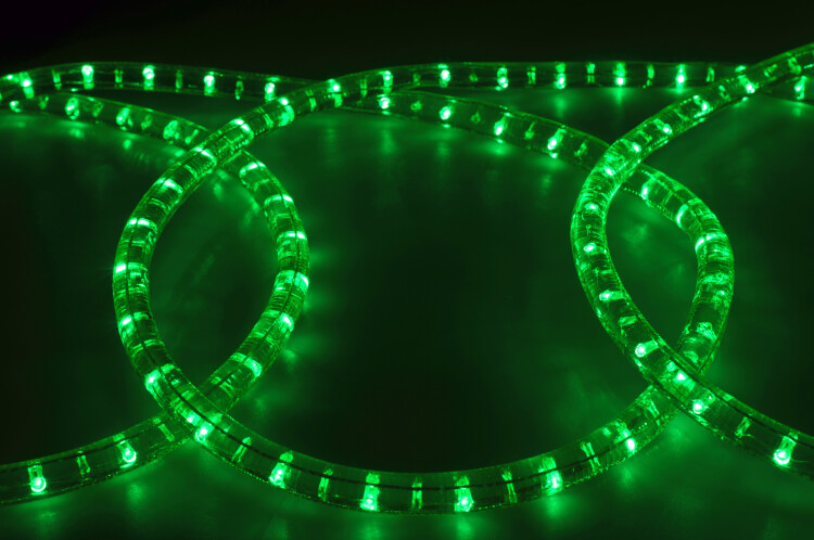 Шнур (лента) LED круг.d13мм. зел. (мод. резки 2м) 30LED/м постоян.свеч.(фиксинг) Neon-Night