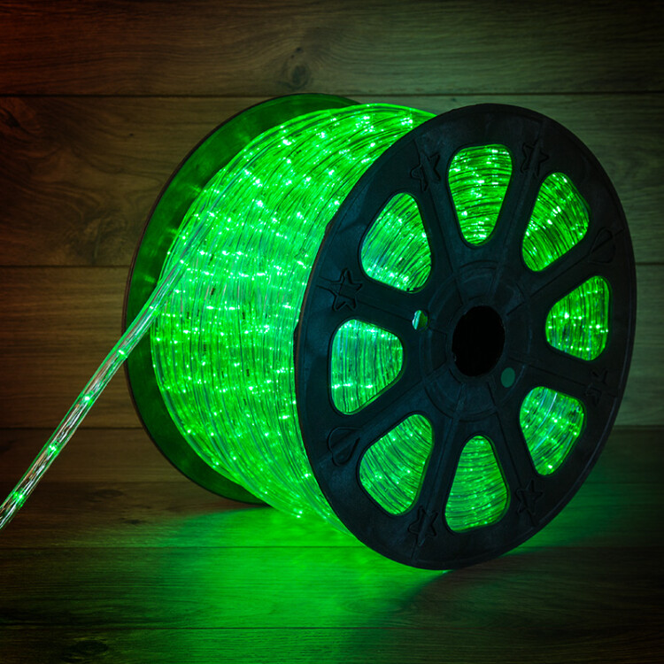 Шнур (лента) LED круг.d13мм. зел. (мод. резки 2м) 30LED/м постоян.свеч.(фиксинг) Neon-Night