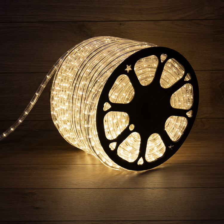 Шнур (лента) LED круг.d13мм тепло-бел. (мод. резки 1м) постоян.свеч.(фиксинг) IP54 Neon-Night