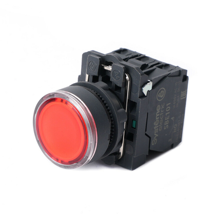 Кнопка SB5 с подсветкой красная 230-240ВAC (1НО+1НЗ) Systeme Electric
