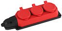 K-3e-RED-IP44 ЭРА Колодка каучуковая с/з 3гн 16A IP44 красная (9/90/540)