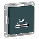 Розетка USB-зарядное устр-во 2-я, 2100мА, изумруд  ATLAS DESIGN-USB-розетки (зарядные устройства) - купить по низкой цене в интернет-магазине, характеристики, отзывы | АВС-электро