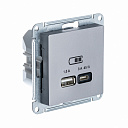 USB РОЗЕТКА A + тип-C 45W высокоскор.заряд. QC, PD, механизм, сталь  AtlasDesign-USB-розетки (зарядные устройства) - купить по низкой цене в интернет-магазине, характеристики, отзывы | АВС-электро